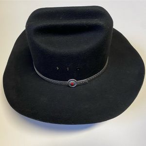 Black Eddy Brothers Cattleman Style Cowboy Hat Concho II with with silver band